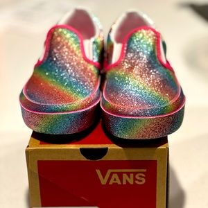 Little girls Vans Rainbow Glitter Slip-ons size 12.5